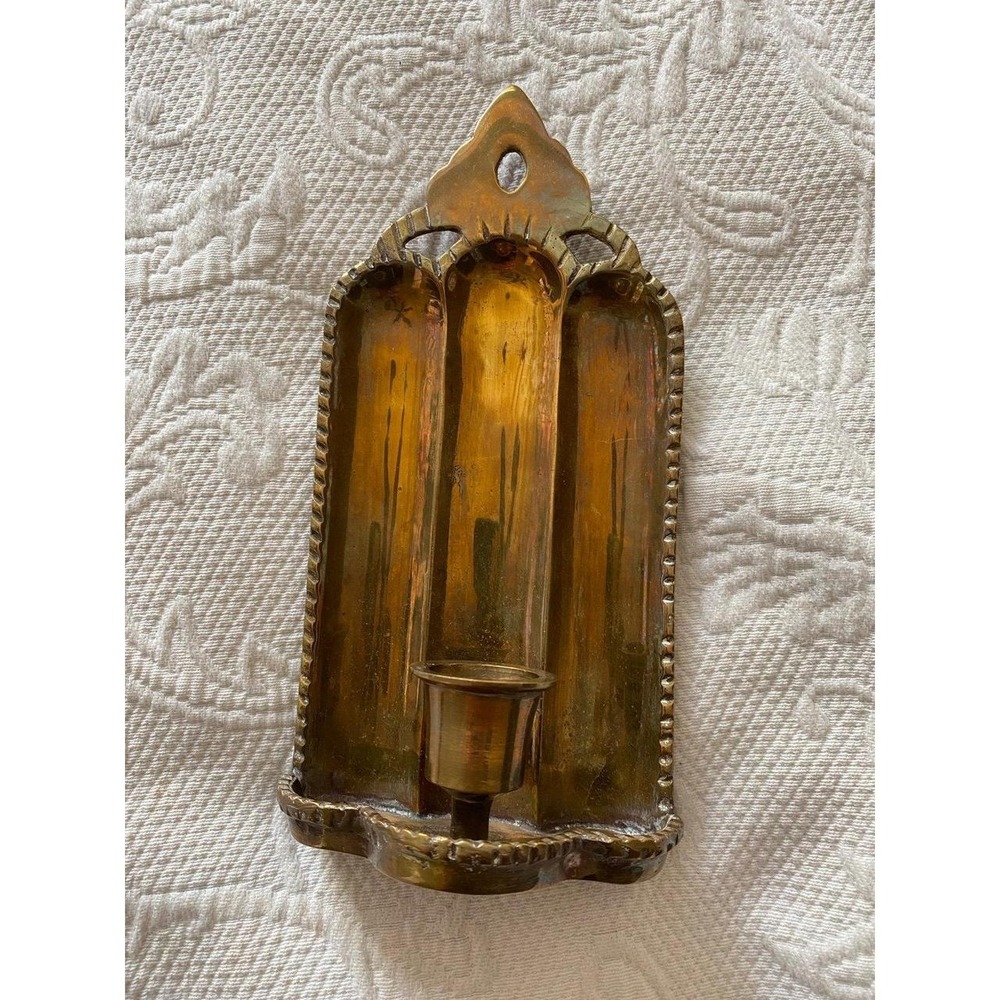 Vintage Brass Taper Candle Holder Wall Sconce India